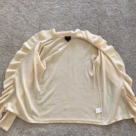 Talbots Pure Italian Merino Wool Cream Ruffle Front Cardigan Sweater Petite S - Picture 4 of 8